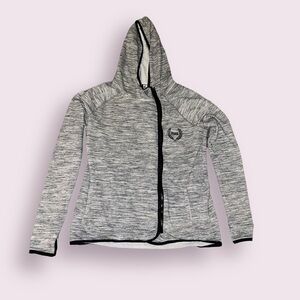 PINK Zip-Up Hoodie - Gray Comfy Casual Long Sleeve Sweatshirt, Size S